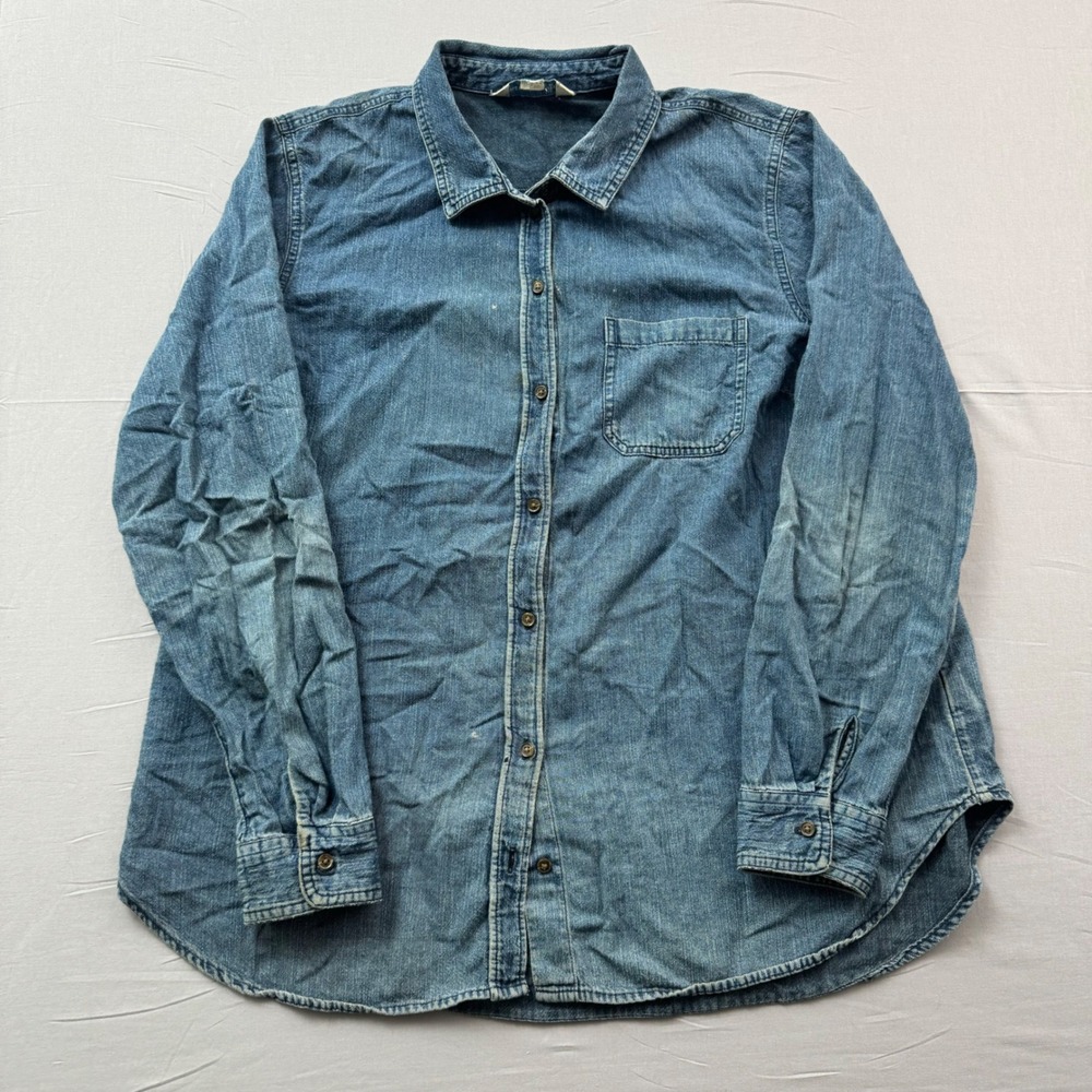 Old Navy The Classic Shirt Denim Button Down Medium Wash Blue Cotton Mens Large